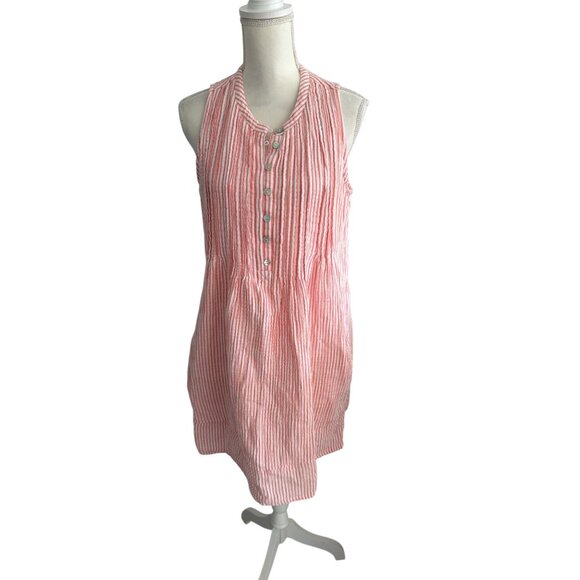 QUINCE Pink Striped Swing Button Dress Size Small - Picture 8 of 9